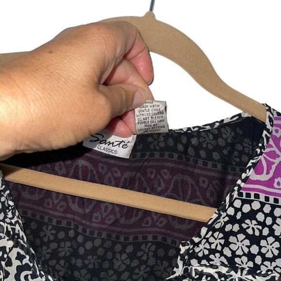 Sante' Classics Vintage Tunic Mini Dress One Size Black Nouveau Boho Tassel Tie - Picture 5 of 12